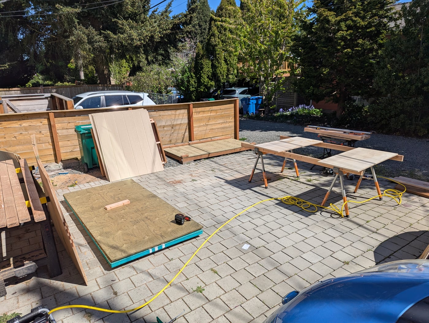 Materials delivery and shed base construction