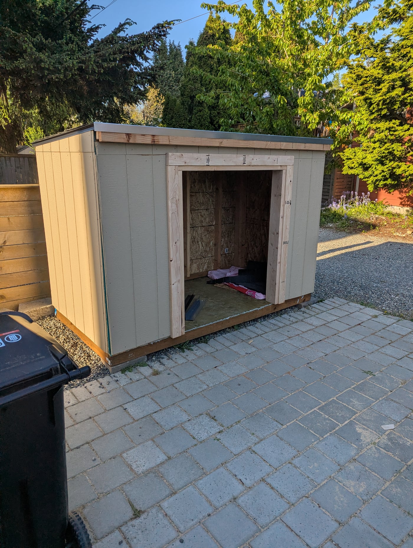 Framing the doors with cedar trim