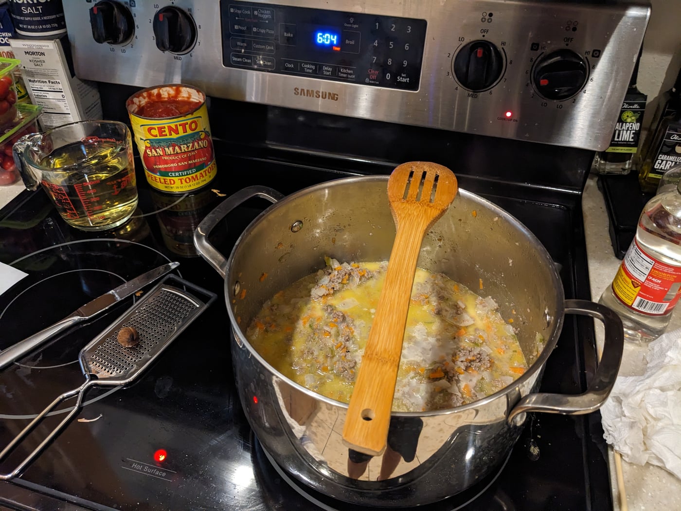 Bolognese after milk has been added