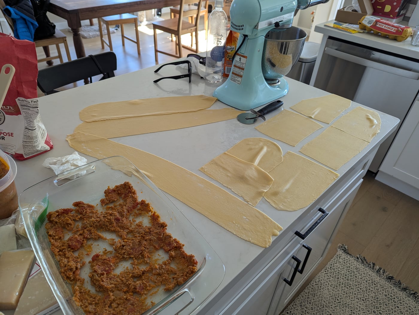 Assembling the lasagna