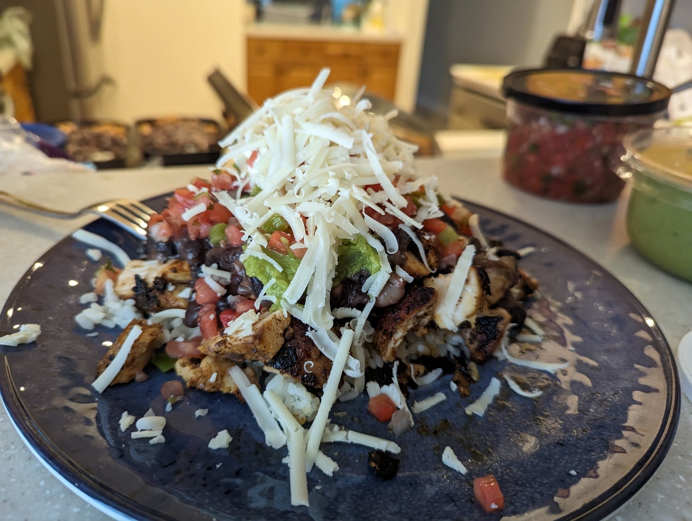 A finished chipotle bowl